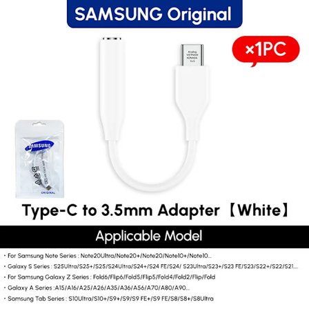 Samsung USB Typ C Till 3.5mm Aux Adapter Original 3.5mm Jack Ljudkabel Hörlurskonverterare Galaxy S25 S24 S23 A80 A16 A25 Note20