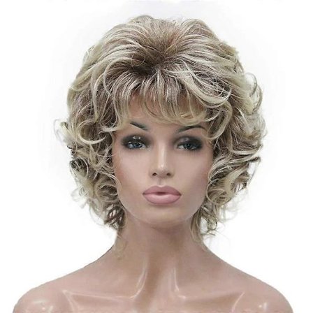 Kort Lockig Peruk Värmetålig Naturlig Hårlös Syntetisk Peruk