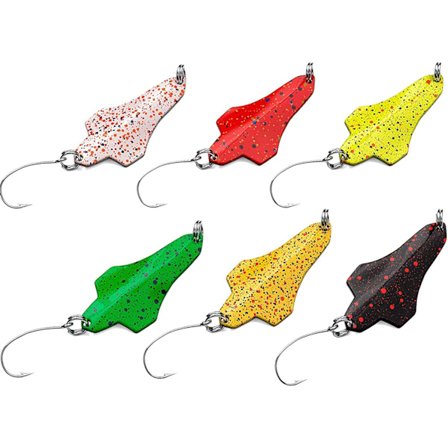 Set med fargerike lakse-skjeer, enkeltkrok, laksekroksett, egnet