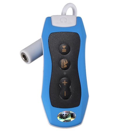 8 Gt:n MP3-soitin uintiin, vedenalaiseen sukeltamiseen, kylpylään + FM-radio, vedenpitävät kuulokkeet, sininen