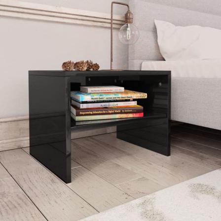 Vidaxl Sängbord 2 St Svart Högglans 40x30x30 Cm Konstruerat Trä Svart