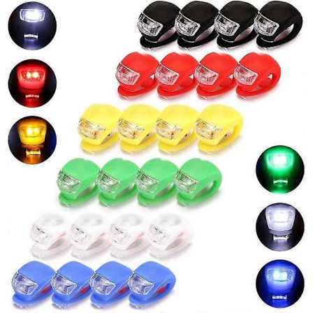 16/24 stk. LED Cykellygte, Clip-On Cykellygter, For- og Baglygte Sæt i Silikone med LED, Vandtæt Cykellygte Forlygte Baglygte Sikkerhed [DB]