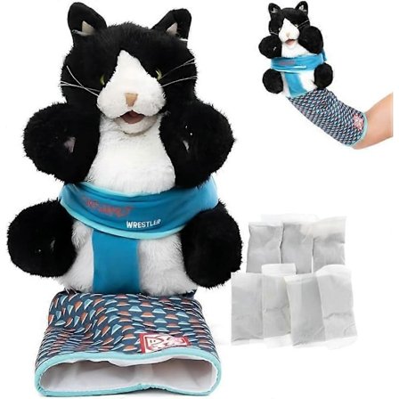 Katte Dukke Wrestler, Katte Hånddukker Plysdyr, med Kraftig Polstring for Sikker Interaktiv Leg, til Kedsomhedsbekæmpende Træning og Motion