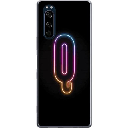 Kompatibelt Mobildeksel til Sony Sony Xperia 5 Minimalistisk neonbokstav Q i skinnende farger mot mørk bakgrunn