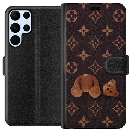 Yhteensopiva Lompakkokotelo Samsung Samsung Galaxy S24 Ultra Graafinen monogrammikuvio, jossa taiteellisesti muotoiltu nalle