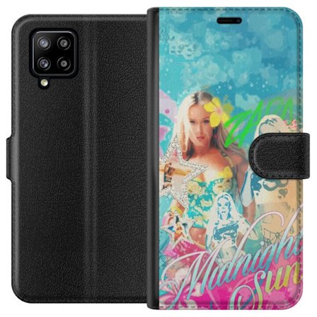 Yhteensopiva Lompakkokotelo Samsung Galaxy A42 5G Seikkailumaailma Steve, Creeper ja eläimillä värikkäässä palikkagrafiikassa