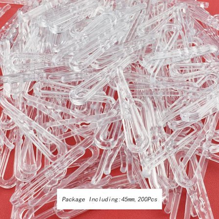 200 stk. klare alligatorklips, transparent plastklips 45 mm