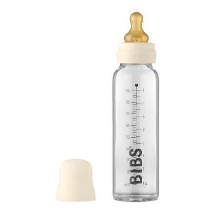 BIBS Baby Glass Bottle Complete Set Latex Ivory 225 ml, Børn & Forældre, Sutteflasker & Tilbehør, Sutteflasker