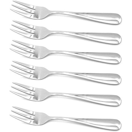 6 stk rustfrie dessertskeer til dessert, frugt og kage, opvaskemaskine-sikre