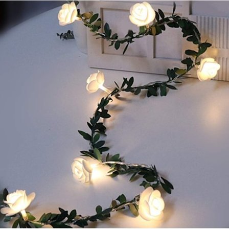 Christmas Rose Flower Vine LED String Lights