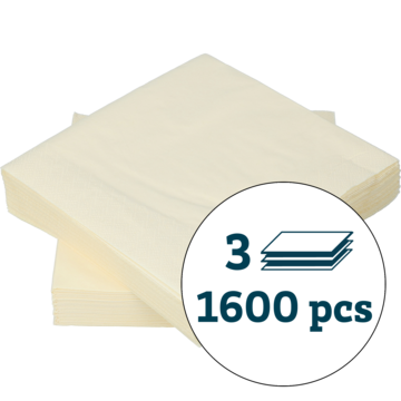 Serviett 3-Lag Vanilje 33x33cm