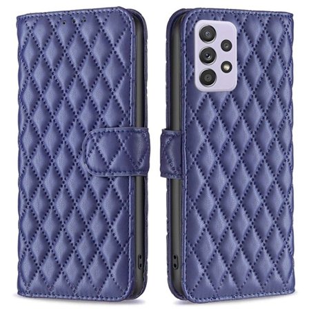Rombuskuvioinen matta läppäkotelo Samsung Galaxy A52 5G / Samsung Galaxy A52 - Sininen