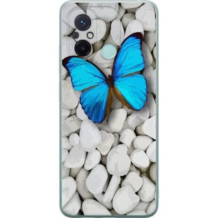 Kompatibelt Mobilskal till Xiaomi Xiaomi Redmi 12C Blå Fjärill Stenar
