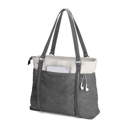 Laptopväska för damer, lätt canvasväska med skarvning för 15,11 tums laptops