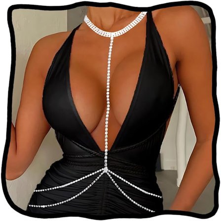 Glitrende Rhinestone BH Kæde Sølv Brystkæder y Bikini Kropskæde Smykker til Kvinder