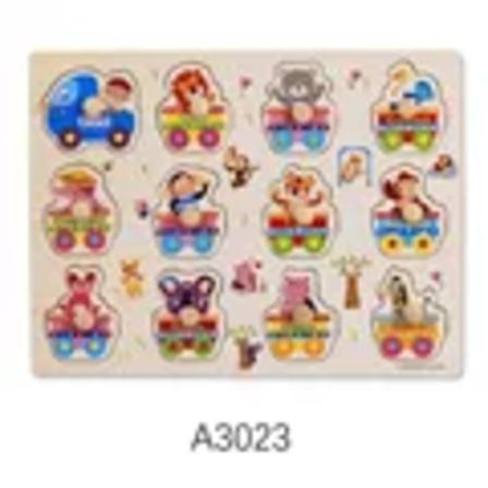 Montessori træpuslespil håndgreb brætter legetøj Tangram puslespil baby pædagogiske legetøj tegneserie køretøjer dyr frugter 3D puslespil A3023