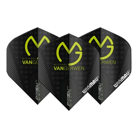 Winmau Flights Dart Flights Standard Delta Prism MVG Black Green 3 Sets 9 Pcs Professional Player Michael Van Gerwen Extra Thick Core 100 Micron