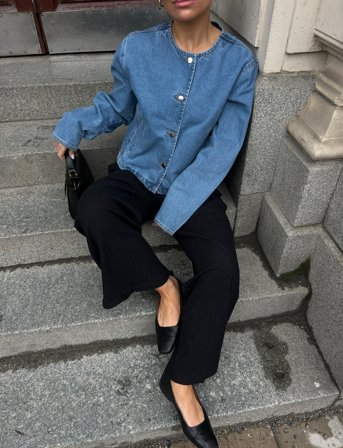 Vila Vireba L/S O-Neck Denim Jacket - Noos - Blue - 34