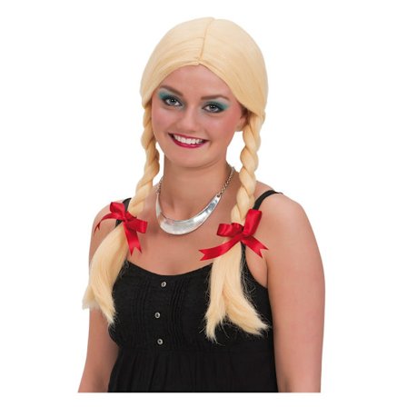 Blond Peruk med Flätor och Rosetter Knytband