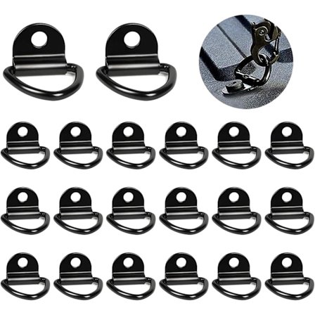 20 stk. Svært slitesterke D-ringer Festestropper Rustfritt Stål D-ringer Monteringskroker for Tilhenger Lastebil Camping Svart