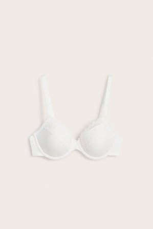 Kappahl | Wyściełany stanik na fiszbinach, z koronką | Biały