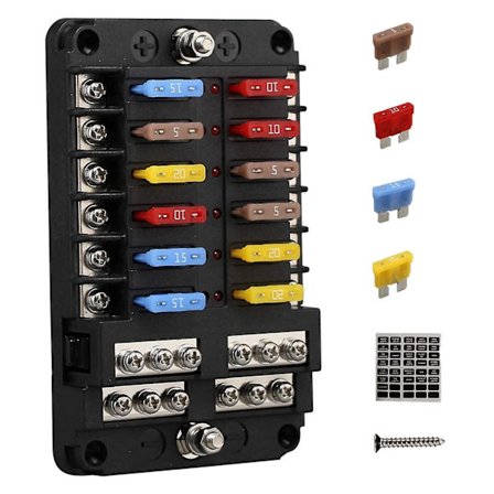 12v 12-tie Fuse Block Fuse Panel Maadoitus & 12 Volt Fuse Box Autolle Autovene Rv Rzr