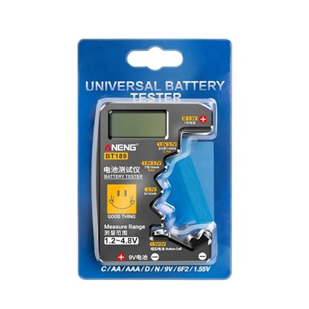 Ultraliten batteri testare 9V knapp cell universell hushåll LCD Digital display batteri testare