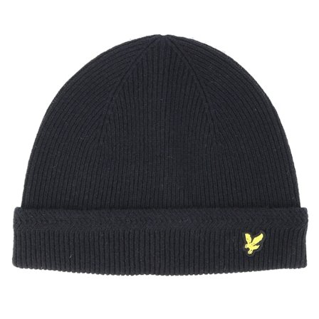 Lyle & Scott - Musta cuff Beanie - Racked Rib True Black Beanie @ Hatstore
