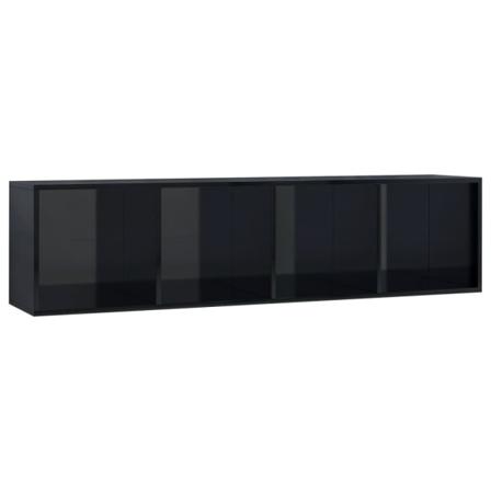 Vidaxl Bokhylla/tv-bänk Svart Högglans 143x30x36 Cm Svart