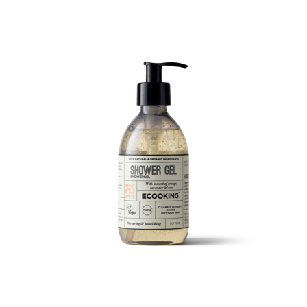 Ecooking Showergel 500 ml, Rensende og Plejende, med Orange, Lavendel og Rose Duft, Til Hår og Hud