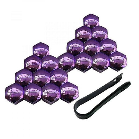 20 stk. hjulmøtrikdæksler til bil, rustbeskyttelse, sølv, 17 mm Lilla 17mm{REN}