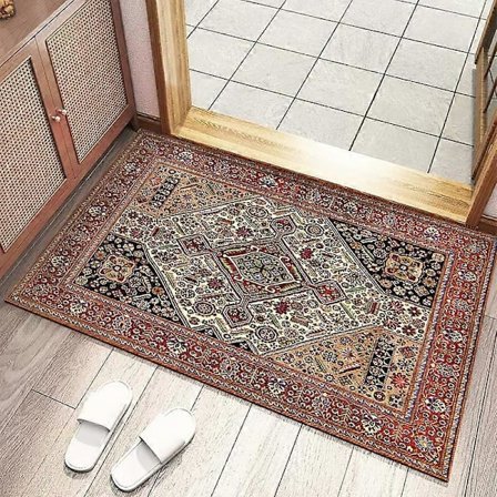 Sklisikre Dørmatter for Innendørs Bruk, Vaskbar Vannabsorberende Smussavvisende Dørmatte Retro Persisk Teppe, 40x60cm/50x80cm E 40 x 60 cm