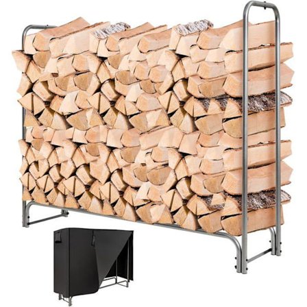 COSTWAY Utomhusförvaring av stock med vattentätt PVC-överdrag med dragkedja 153 x 35,5 x 122,5 cm för öppen spis, spis