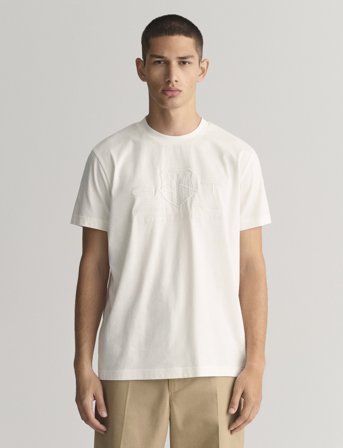 GANT Reg Tonal Shield Ss T-Shirt - White - XXL