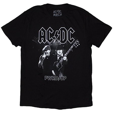 AC/DC Unisex Vuxen PWRD-UP Svartvit Foto EU-Turné ́24 Tryck på Ryggen T-Shirt