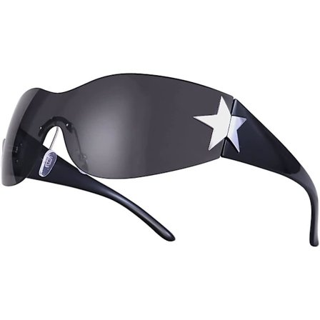 Liangnv Trendikkäät Y2k Aurinkolasit Naisille Miehille Wrap Around Kehyksettömät Aurinkolasit Cyber Y2k Muoti 2000 Lasit Kilpi