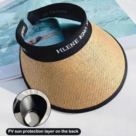 Dam Sommar Visir Hatt Vikbar Sol Hat Bred Stor Brätte Beach Khaki
