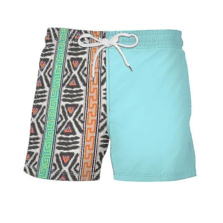 Badbyxor med resår i midjan för män Badshorts Byxor Badkläder Beach Summer Hawaiian Byxor Light Blue