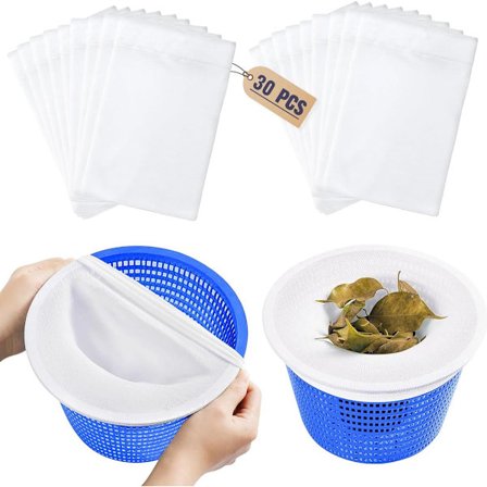 30 stk. Nylon Filter Skimmere, Filterposer, Pool Skimmere, Filtre, Genanvendelige Nylon Skimmere, Poolfiltre