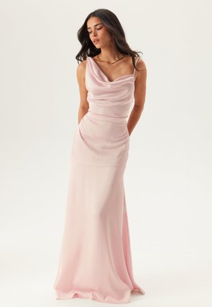 Bubbleroom Occasion - Waterfall Mermaid Satin Gown - Light pink
