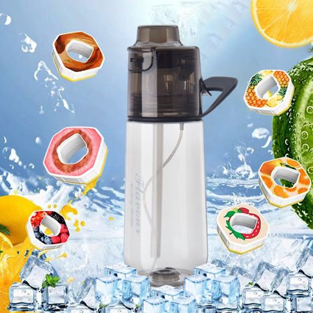 750 ml duftvannflaske med 6 smakskapsler, lekkasjesikker med sugerør, egnet for utendørs sport, barnegavene