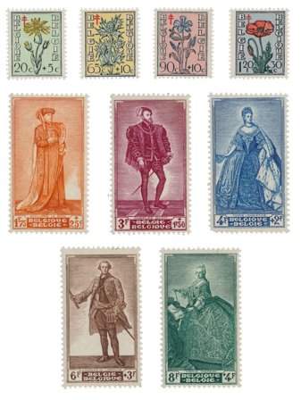 Belgien 1950 - OBP 814/22 - Ubrugt