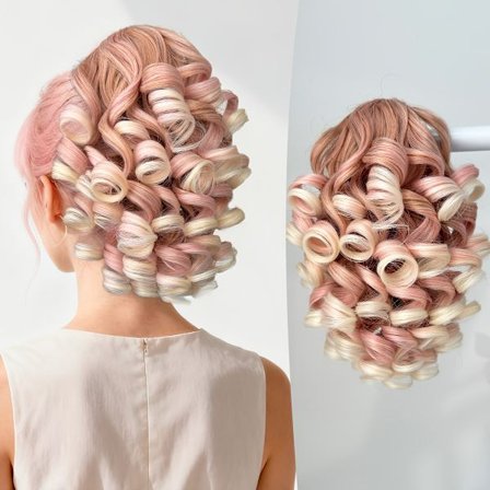 Brun Vinrød Blandet Farve Hestehale Hår Extensions, 14 tommer (ca. 36,0 cm) Let Krøllet Snøre Hestehale, Lang Tyk Falsk Hestehale, M...