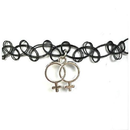 Choker - Regnbågssmycke - Venus Pride Kvinnosymbol - Tattoo