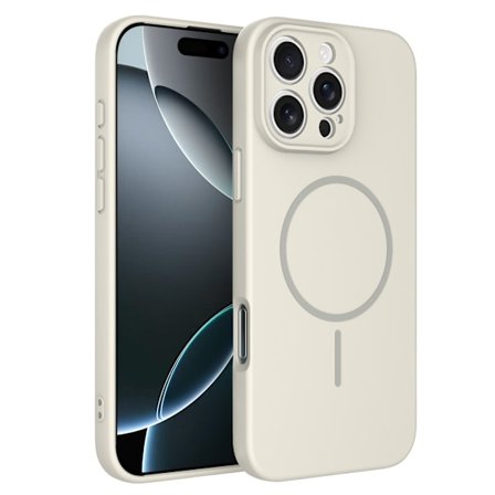 Apple 16promax-kompatibelt magnetisk mobiltelefondeksel flytende silikon fint hull beskyttelsesdeksel Antique White iPhone 16 Pro Max