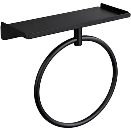 Håndklædeholder i rustfrit stål, vægmonteret uden boring, til badeværelse, køkken, soveværelse, opbevaring (sort)