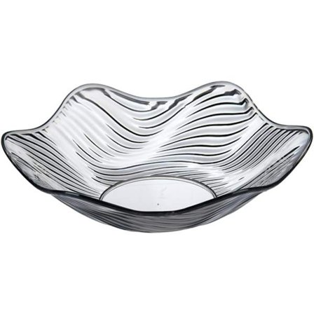 Fruktskål, Kristall Serveringsfat, Klar Salladsskål, Snacks Dessertfat, Blomformad Vågig Kant