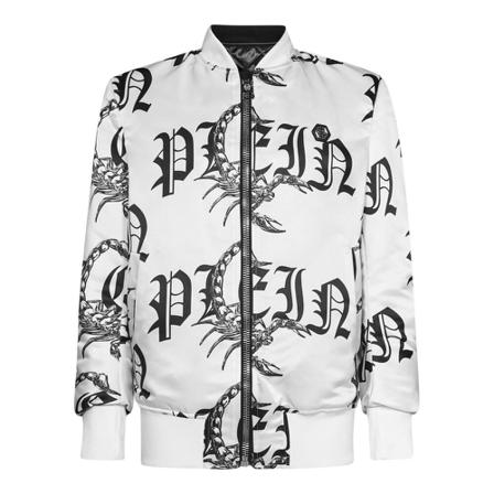 Philipp Plein, Men Clothing Jackets Coats White Aw 22 Wit, Heren, Maat:M,nylon,print