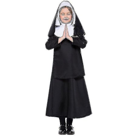 Flickdräkt Nunna Kostym Halloween Party Maskerad Syster Akt Helig Outfit (FMY)