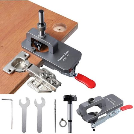 35mm Scharnierborrningsmall, Dörrhålsmall, Koppstil, Scharnier, Borrhål + Träbearbetningsförsänkning, Träbearbetning, Hålsåg, DIY-verktyg